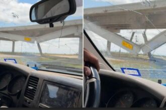 Texas driver catches dramatic partial overpass collapse on video
