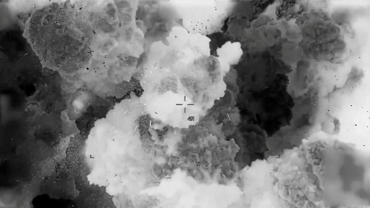 A photograph of the aftermath of an airstrike in Yemen