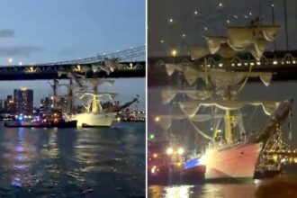 Multiple people injured after Mexican navy tall ship slams into Brooklyn Bridge in horrifying scene