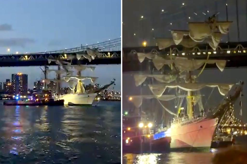 Multiple people injured after Mexican navy tall ship slams into Brooklyn Bridge in horrifying scene