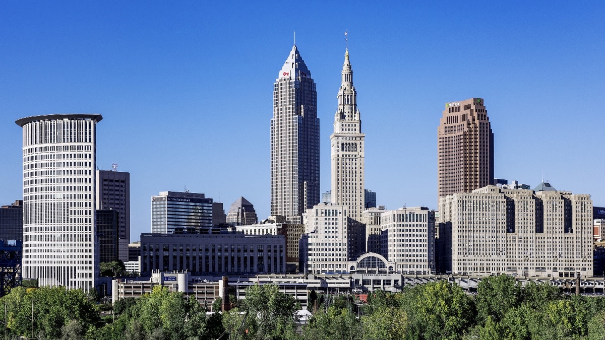 Cleveland city skyline in Ohio.