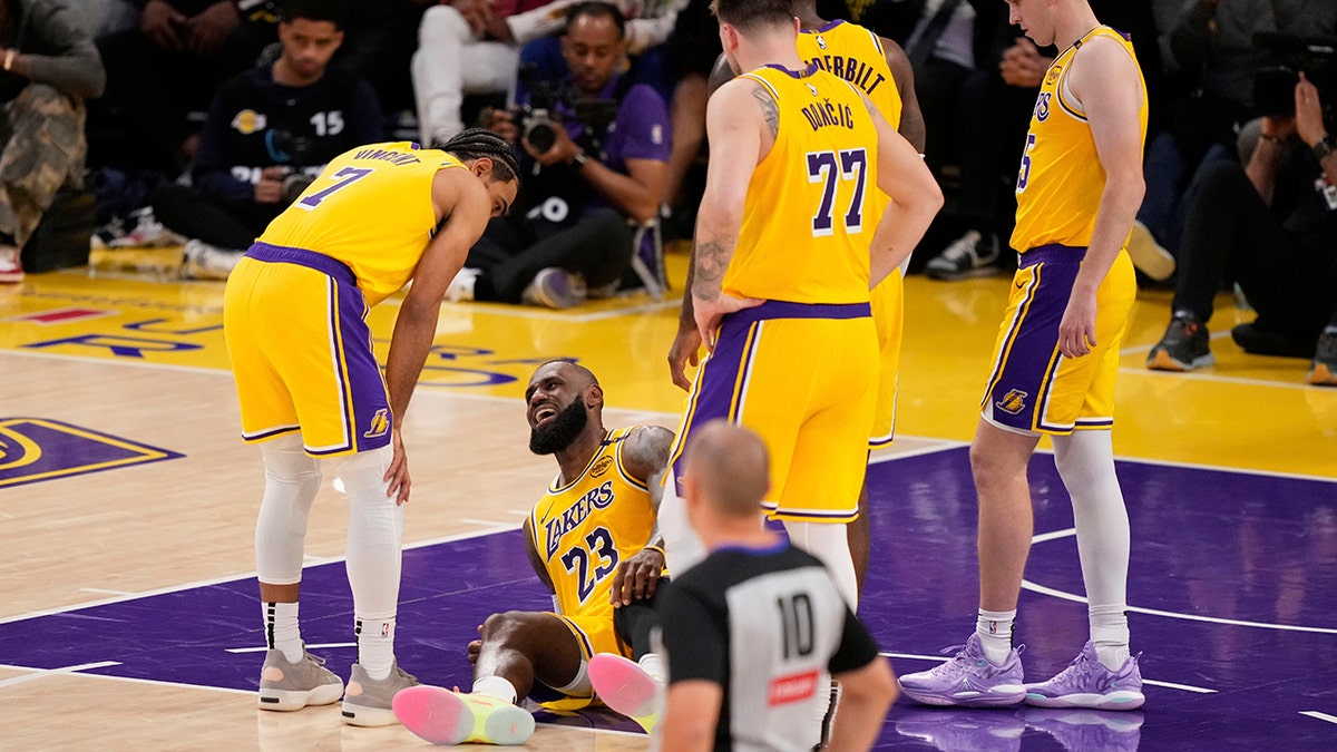 LeBron James on the ground