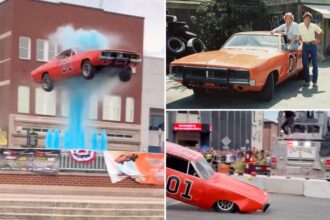 ‘Dukes of Hazzard’ replica General Lee soars 150 feet into the air over Kentucky fountain in wild stunt