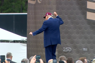 Trump dances with soldiers at Fort Bragg as crowd erupts in patriotic ‘USA’ chants