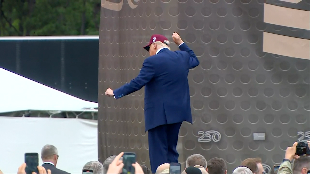 Trump dances with soldiers at Fort Bragg as crowd erupts in patriotic ‘USA’ chants