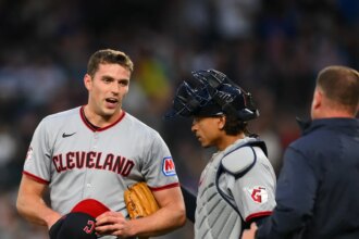 Guardians pitcher narrowly escapes serious injury after 106.6 mph line drive comes right toward his head