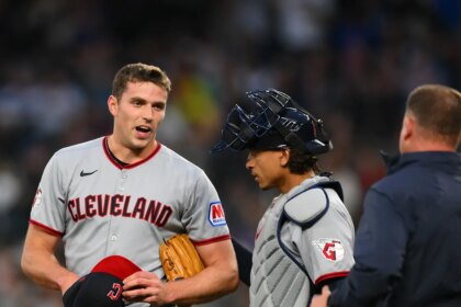 Guardians pitcher narrowly escapes serious injury after 106.6 mph line drive comes right toward his head