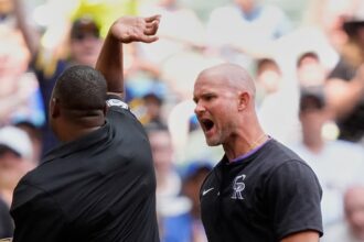 Rockies interim manager Warren Schaeffer goes ballistic after first career ejection