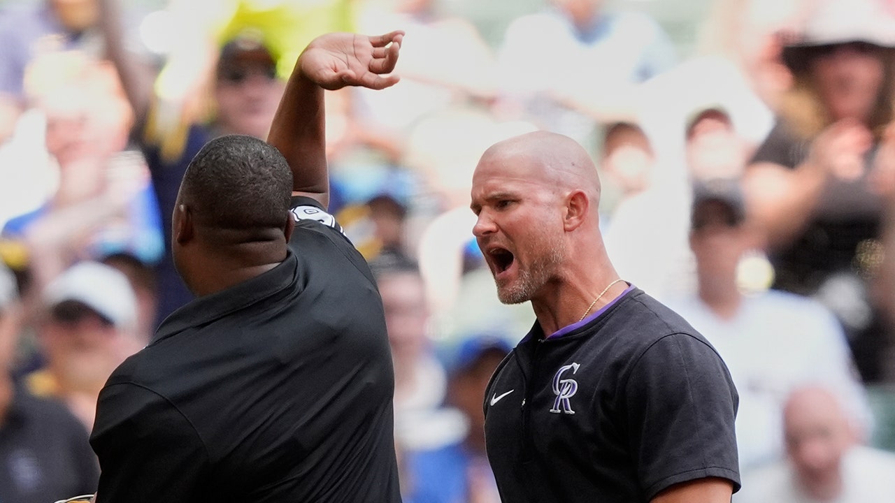 Rockies interim manager Warren Schaeffer goes ballistic after first career ejection