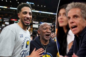 Tyrese Haliburton dunks on Ben Stiller after Pacers clinch NBA Finals berth with win over Knicks