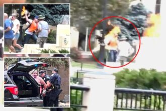Colorado terror suspect Mohamed Sabry Soliman accidentally set himself on fire at start of attack, stunning new video shows