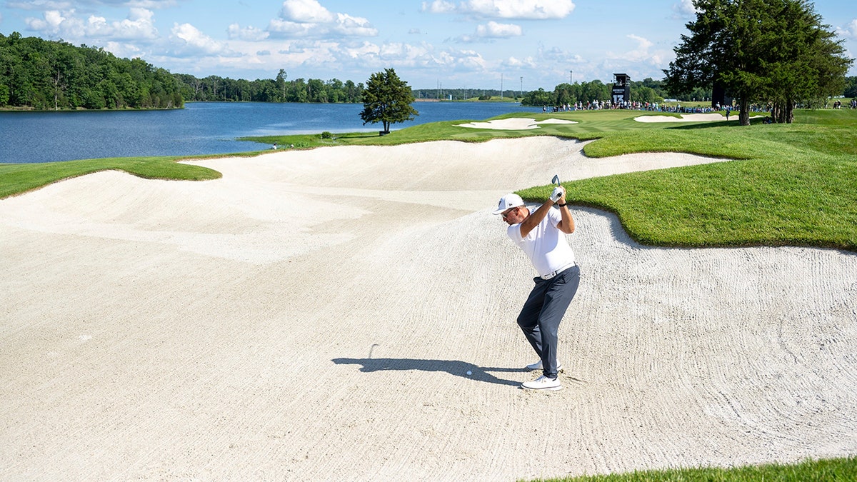 Phil Mickelson from the bunker