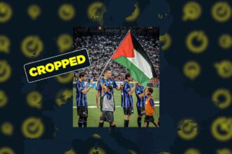 False image shows Inter Milan supporting Palestine with flag