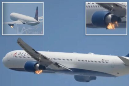 Delta Boeing 767 engine bursts into flames after takeoff from LAX airport: video 