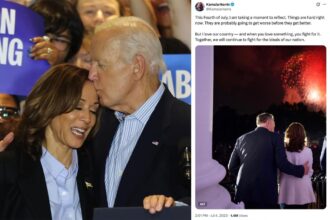 Critics slam Kamala Harris for gloomy July 4 post — with photo that crops out Biden