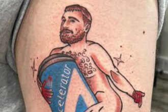 Ohio police officer gets naked Travis Kelce tattoo to win signed jersey, energy drinks