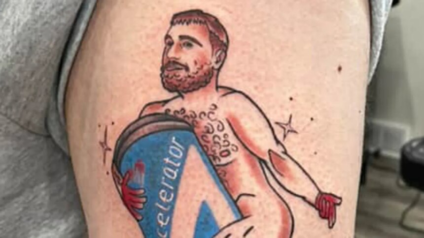 Ohio police officer gets naked Travis Kelce tattoo to win signed jersey, energy drinks