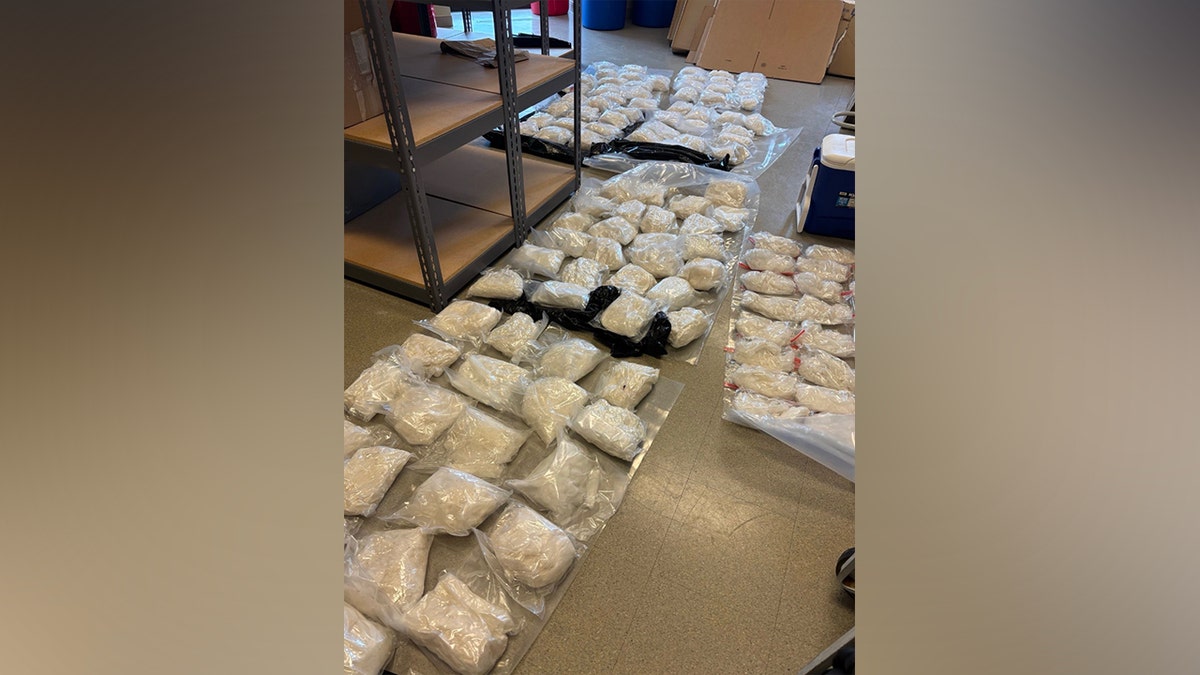 Two men were arrested on Monday after law enforcement seized nearly 900 pounds of suspected methamphetamine worth approximately $1.7 million.