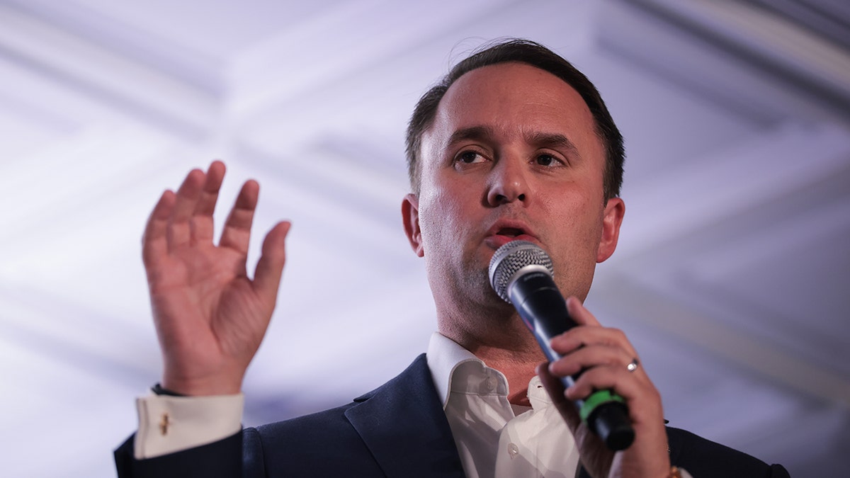 Miyares speaks during a campaign event