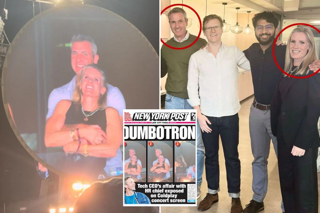Astronomer CEO Andy Byron, HR chief Kristin Cabot seen smooching before pair were caught on Coldplay’s kiss cam, new video shows