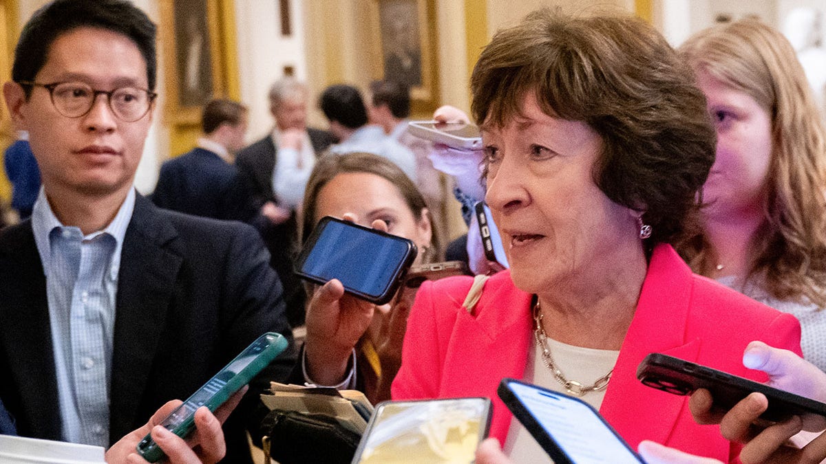 Senator Susan Collins, a Republican from Maine, speaks to members of the media following the Senate Republican policy luncheon at the US Capitol in Washington on June 4, 2025. 