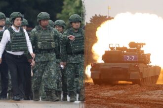 Taiwan conducts live-fire drills with US-made tanks as president looks on