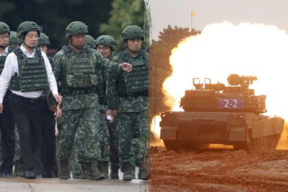 Taiwan conducts live-fire drills with US-made tanks as president looks on