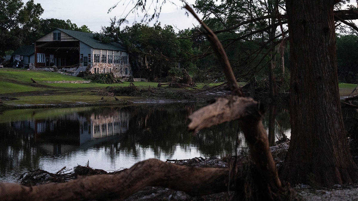 Destroyed cabin at Camp Mystic after flooding hits Texas.