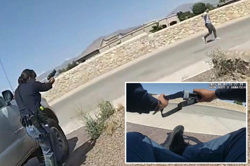 Navy vet killed in wild shootout that injured Texas cop, who quickly applies tourniquet to herself after being struck: bodycam