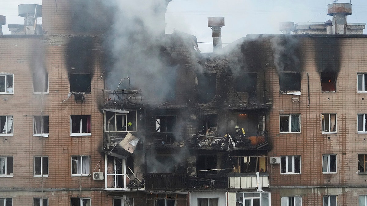 Burned out building in Kharkiv following Russian drone strike.