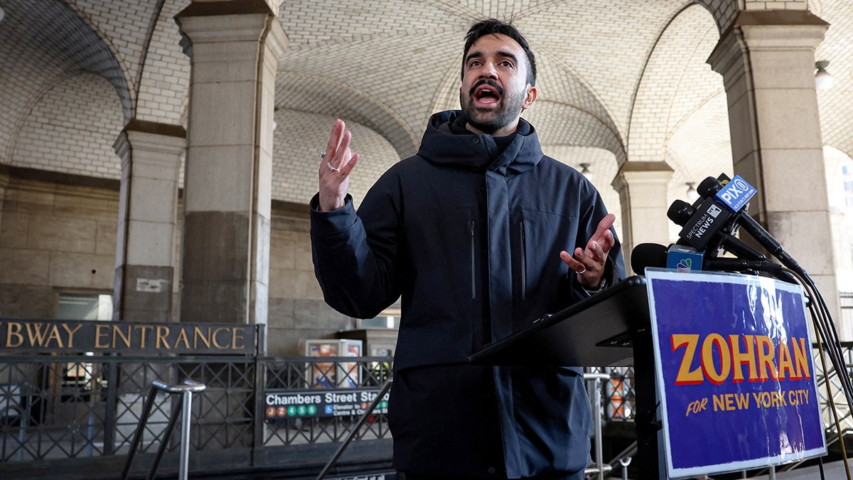 New York City mayoral candidate Zohran Mamdani at subway station