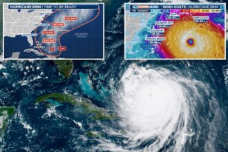 Hurricane Erin to batter East Coast with ‘monster’ waves — even as its path shows it moving out to sea