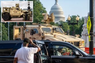 National Guard vehicle collides with civilian car, traps one person near US Capitol