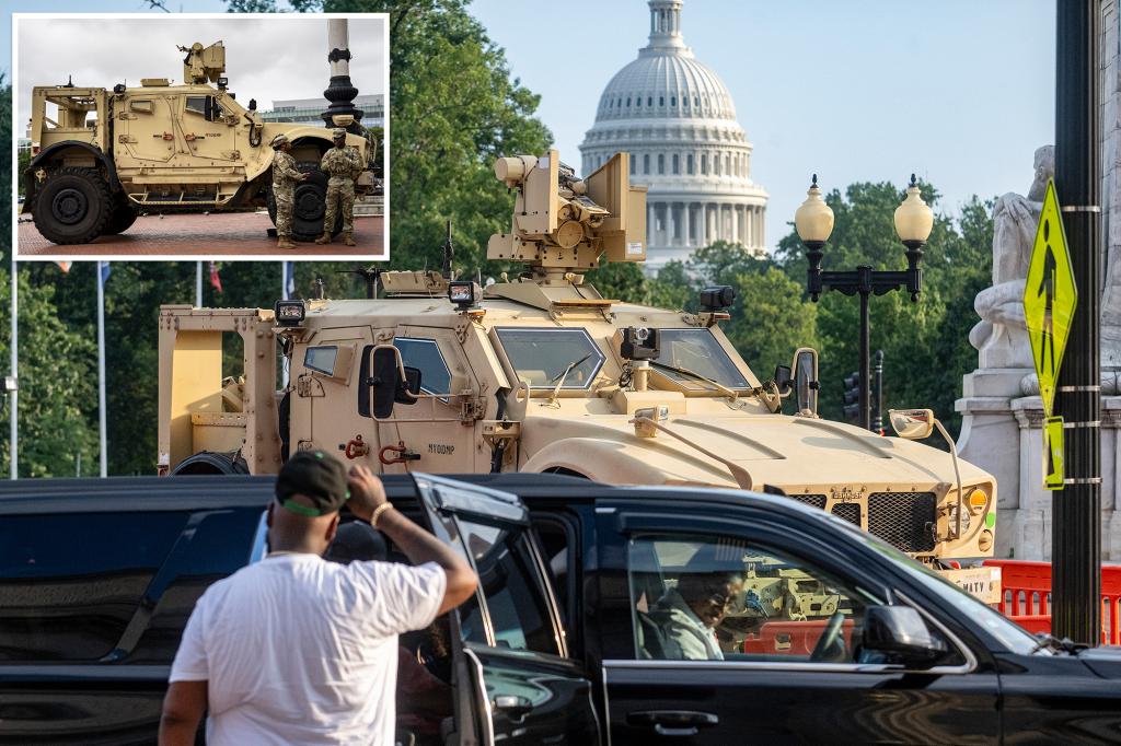 National Guard vehicle collides with civilian car, traps one person near US Capitol