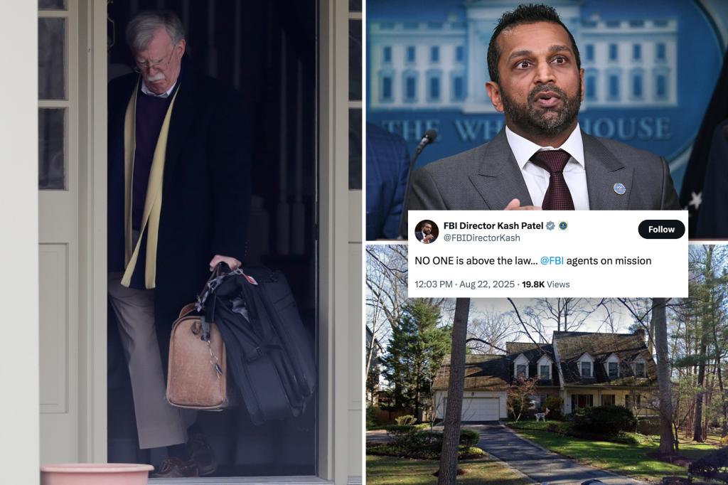 Exclusive | Patel’s FBI raids John Bolton’s home in high-profile national security probe