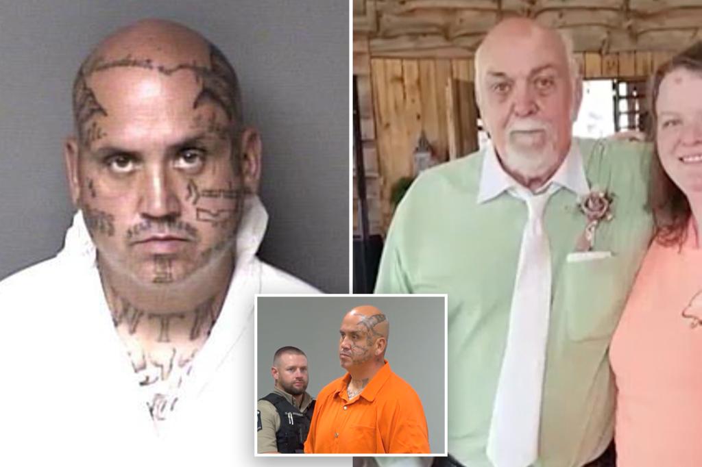 Tattooed maniac allegedly beat his father to death just days after being released from prison