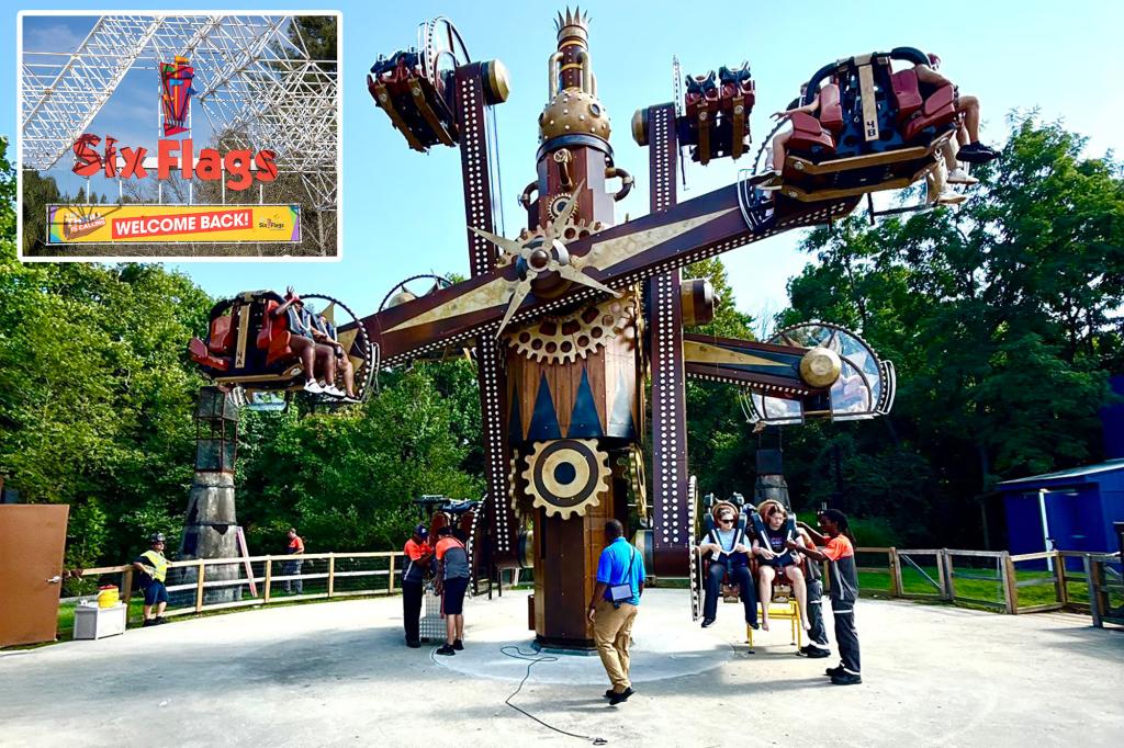 Dozens stranded for an hour during scary malfunction on Six Flags amusement park ride