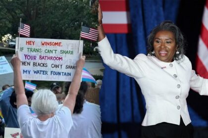 Virginia leaders condemn racist sign aimed at Lt. Gov. Winsome Earle-Sears over bathroom policy