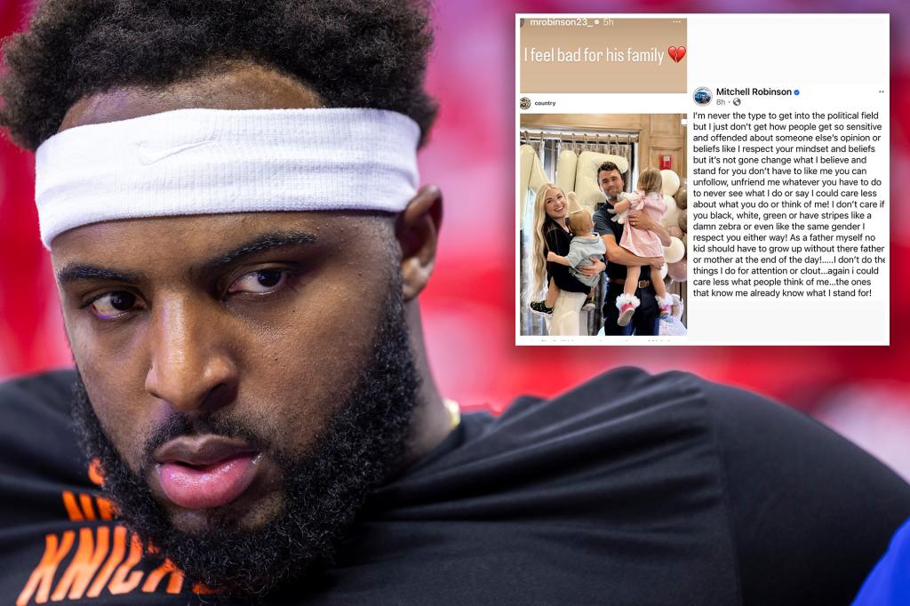 Knicks center Mitchell Robinson slams critics, defends expressing condolences to Charlie Kirk’s family