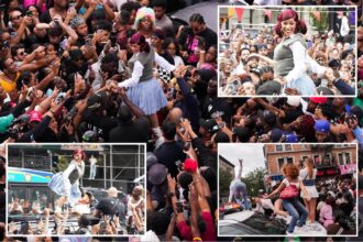Cardi B dances on top of car during pop-up event ahead of new album release