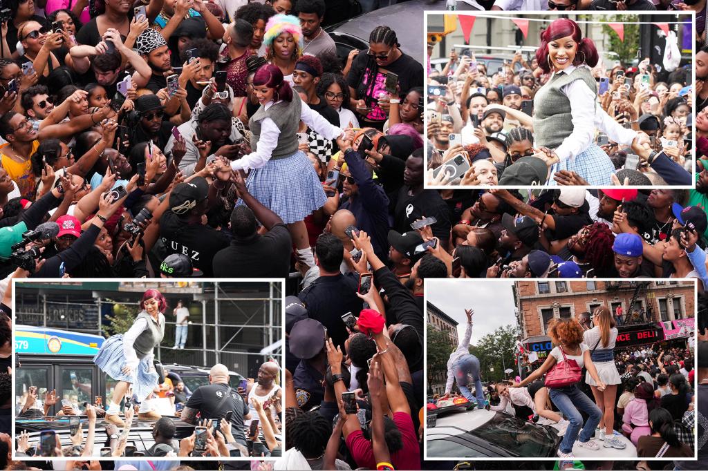 Cardi B dances on top of car during pop-up event ahead of new album release