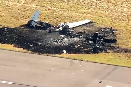 Midair plane crash kills one person near Colorado airport as both planes catch fire