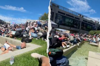 Video shows witnesses to Charlie Kirk assassination dropping to ground in campus attack