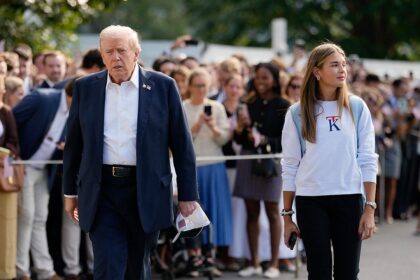 Trump and granddaughter Kai arrive at Bethpage Black for 2025 Ryder Cup