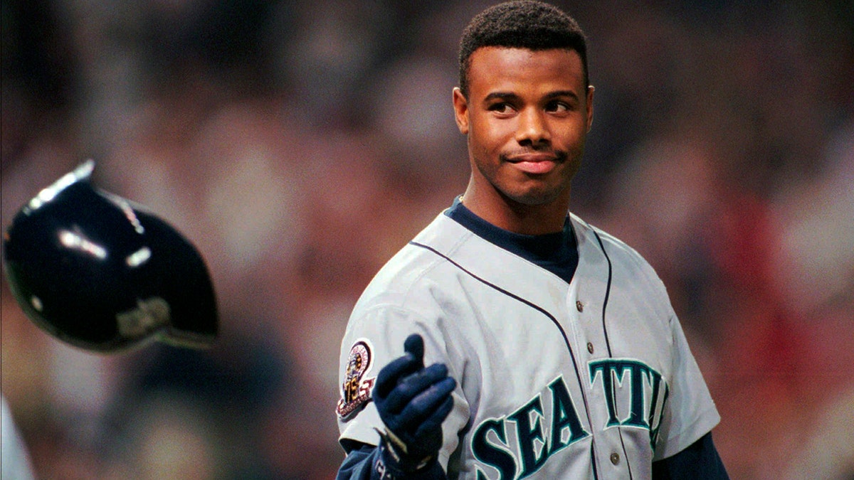 Seattle Mariners Ken Griffey Jr. tosses his batting helmet after grounding out in the eighth inning against the Cleveland Indians in an ALCS game in Cleveland. The Seattle Mariners are the only baseball franchise never to advance to the Fall Classic.(AP Photo/Mark Duncan, File)
