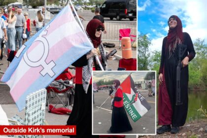 Self-professed trans Muslim antifa member was among small crowd of protesters at Charlie Kirk funeral