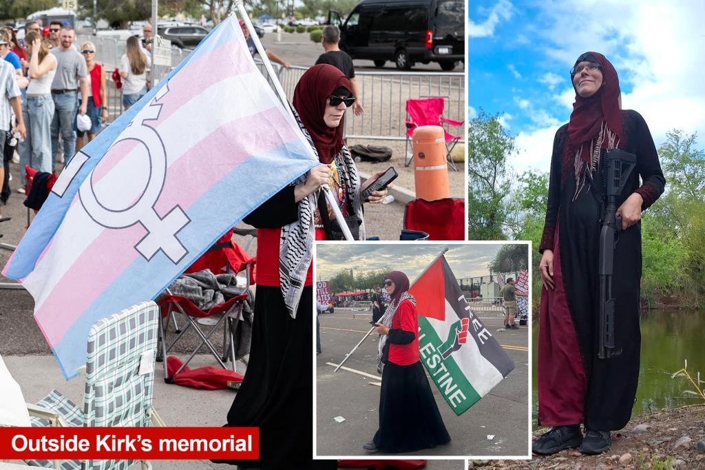 Self-professed trans Muslim antifa member was among small crowd of protesters at Charlie Kirk funeral