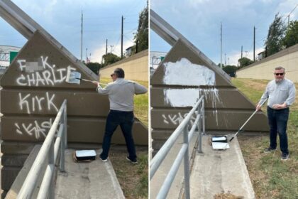 Ted Cruz paints over ‘deranged’ anti-Charlie Kirk vandalism in Houston: ‘Erasing evil’