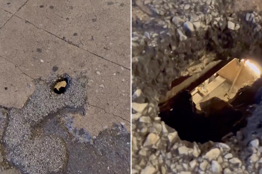 Hole opens onto NYC street — giving peek into subway below: ‘Special rat express entrance’