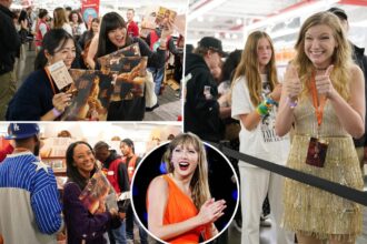 Throng of glitzed-up Taylor Swift fans grab old-school CDs and vinyl at midnight release of pop star’s  ‘The Life of a Showgirl’ album